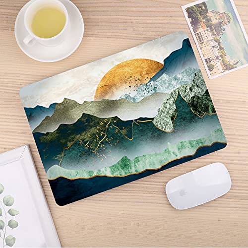 CISSOOK Compatible with MacBook Air 13 inch Case 2021 2020 2019 2018 | A2337 A2179 A1932, 4in1 Set Hard Shell Case Keyboard Cover Screen Protector for MacBook Air 13 inch M1, Mountain - color: Green golden mountains by sunset