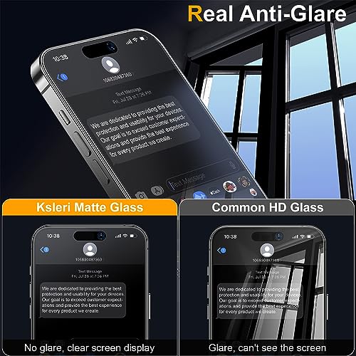 2 Pack Matte Glass Screen Protector for iPhone 15 Pro 6.1-inch 2023 with Easy Installation Frame, Anti-Glare Anti-Fingerprint, No Dazzling, 9H Tempered Glass Film, Dynamic Island Compatible