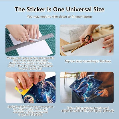 Universal Laptop Skin Sticker with 2 Wrist Pad Skins, Waterproof Scratch Resistant Vinyl Laptop Cover Decal, Cut to Fit for 11–15.6 Inch MacBook HP Dell Lenovo, Cat Universe - color: Cat Universe