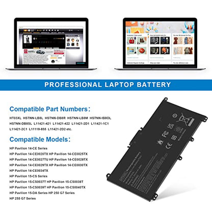 Futurebatt HT03XL L11119-855 Laptop Battery for HP 240 245 250 255 G7 340 348 G5 HP Pavilion 14-CE 14-CF 14-DF 15-CS 15-CW 15-CU 15-DA 15-DB 15-DW 17-by 17-CA HSTNN-LB8M L11421-542 - size: HT03XL 8.94, 4.96, 0.71in