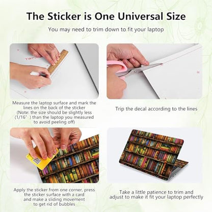 Laptop Skin Sticker Decal, Universal Reusable Vinyl Laptop Cover for 12" 13" 13.3" 14" 15" 15.4" 15.6" Notebook PC, Waterproof Scratch-Resistant with 2 Wrist Pads, Easy to Apply & Remove,Bookshelf Art - color: Bookshelf Art