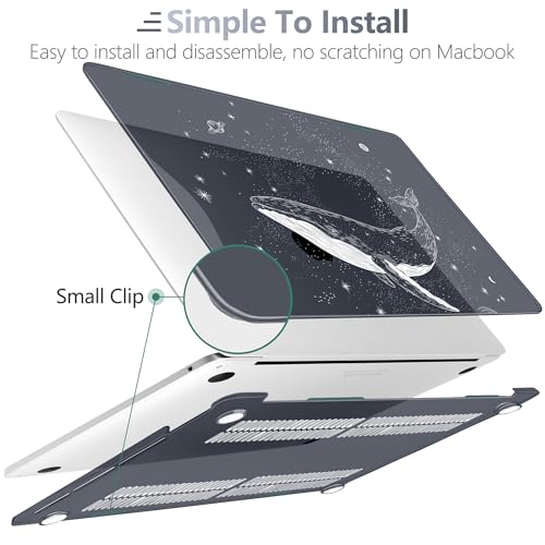 Batianda AstroGrid Case for MacBook Pro 13 inch 2020 2022, Cosmic Whale | Fits Model A2338 M2 M1 A2251 A2289,1.2mm Slim Lightweight Hard Shell Cover, Scratch Resistant,4-in-1 Accessories Bundle - color: Cosmic Whale