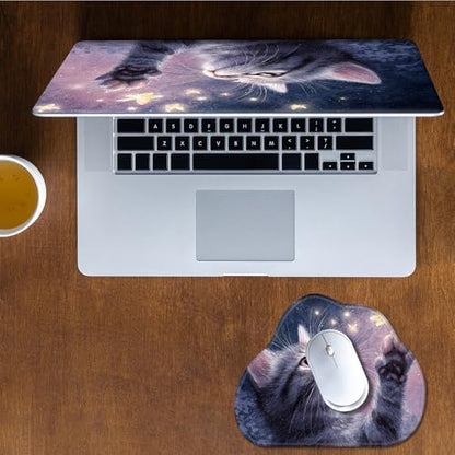 Laptop Skin Sticker Decal 15-15.6 Inch with Cute Mouse Pad, Universal Reusable Vinyl Sticker for 12.1 13 13.3 14 15.4 Inch Netbook and Notebook PC, Cute Cat Butterflies - color: Cute Cat Butterflies