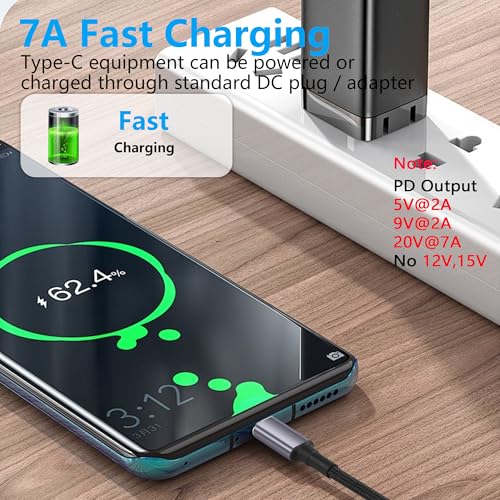 SinLoon PD 140W DC7909 to USB C Cable DC 7.9mm x 0.9mm Female(7.9 x 5.5mm) Input to Type C Male Power Charging Cable with PD Automatic Identification Chip,for Phones,Tablets,Laptops(DC7909)