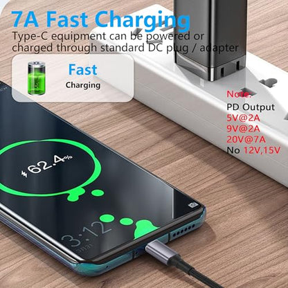 SinLoon PD 140W DC7909 to USB C Cable DC 7.9mm x 0.9mm Female(7.9 x 5.5mm) Input to Type C Male Power Charging Cable with PD Automatic Identification Chip,for Phones,Tablets,Laptops(DC7909)