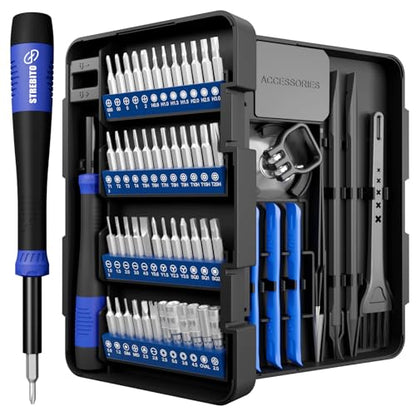STREBITO Precision Screwdriver Set 64-piece with Torx, Triwing, Gamebit | Magnetic Electronic Repair Tool Kit for Computer, PC, Laptop, Macbook, Tablet, Phone, PS5, XBOX, Switch, Glass, Ring Doorbell - color: Blue