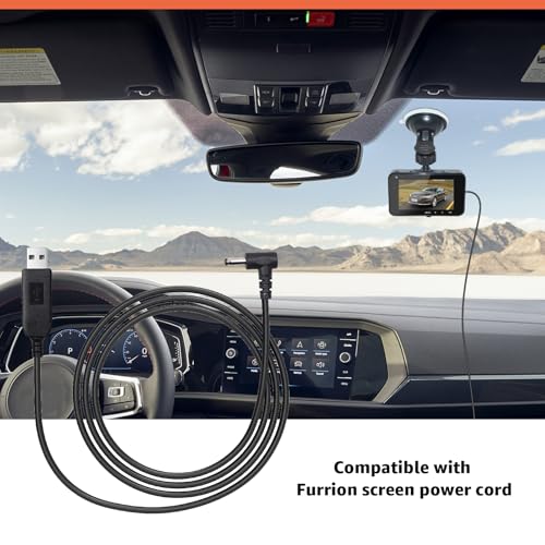 USB to DC Car Charger Cable for Furrion FOS07TADS Vision S Monitor, Replacement Power Supply Cord for 7-Inch Screen Display, Compatible with Hitch Wireless Backup Camera FOS48TA-BL & FOS48TAPK-BL - size: 6.56FT