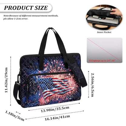 Laptop Sleeve, Laptop Cover with Adjustable Strap Computer Bag Tablet Notebook Sleeves Handbag Messenger Briefcase - color: American Flag Print