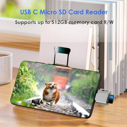 Micro SD Card Reader, USB C SD Card Reader, Type C TF Memory Card Reader with USB C to USB Adapter and Keychain, Compatible with iPhone 17/16/15, iPad, Samsung Galaxy, MacBook, Laptops and Tablets