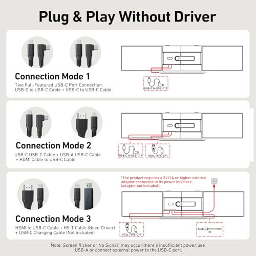 14.1'' Triple Laptop Screen Extender, 2.2lbs Ultra-Light Portable Monitor | 1080P FHD IPS, Fits 13-17.3" Laptops, USB-C Plug & Play No Driver, Extended for Windows/Mac/Chrome, Aluminum Alloy Body - color: 14" Dark Grey