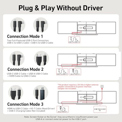 14.1'' Triple Laptop Screen Extender, 2.2lbs Ultra-Light Portable Monitor | 1080P FHD IPS, Fits 13-17.3" Laptops, USB-C Plug & Play No Driver, Extended for Windows/Mac/Chrome, Aluminum Alloy Body - color: 14" Dark Grey
