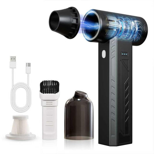 Compressed Air Duster 480000RPM Electric Air Duster Variable Speed 580G 4 Gear Adjustable Rechargeable Cordless Jet Dry Blower Turbo Fan Dryer Air Blower Mini Car Vacuum Cleaner Black Knight