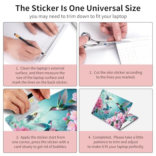15.6 Inch Laptop Skin Sticker, Reusable Vinyl Cover Protector with 2 Wrist Pad Skins, Removable Waterproof Scratch-Resistant for 12-15.6 Inch Laptop Notebook,Three Humming Birds - color: Three Humming Birds