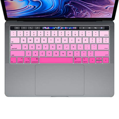 ProElife Ultra Thin Keyboard Cover Skin for MacBook Pro 13-inch 15-inch with Touch Bar (Model A2159, A1989, A1990, A1706, A1707) (2019 2018 2017 2016) (Ombre Pink) | Ombre Pink, Ultra-Thin (0.26 mm), Silicone Protective Skin, Dust-proof, Precision Molded,
