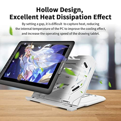 Drawing Tablet Stand, Foldable Stand for Laptop or Tablet Display, 9 Levels Adjustable Angles with a Built-in Phone Holder, for 12-17 inch Drawing Tablets, Smartphones - color: White