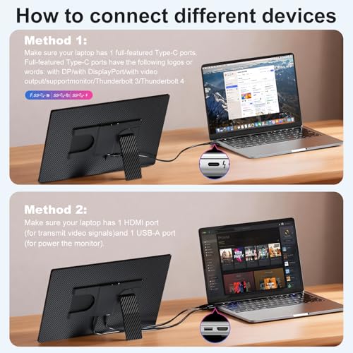 Portable Monitor 16" 1200P FHD Laptop Screen Extender, Horizontal Vertical Monitors with Detachable Kickstand, Built-in Speakers, Plug & Play Computer Gaming Travel Monitor for Wins Mac Chrome Phone - style: 16" Monitor-N3