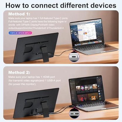 Portable Monitor 16" 1200P FHD Laptop Screen Extender, Horizontal Vertical Monitors with Detachable Kickstand, Built-in Speakers, Plug & Play Computer Gaming Travel Monitor for Wins Mac Chrome Phone - style: 16" Monitor-N3