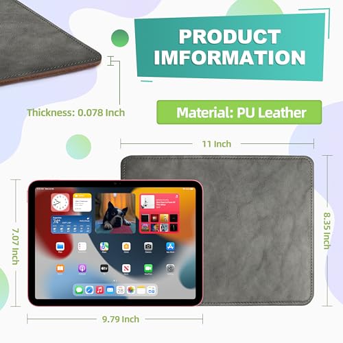 Leather Mouse Pad with Stitched Edge Micro-Fiber Base with Non-Slip Waterproof，Mouse Pad for Computers，Laptop, 8x11Inch (Gray) - color: Gray, size: 8L x 11W inches