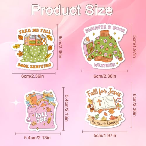100 Pcs Fall Bookish Stickers for Adult, Vinyl Pumpkin Decals | Reading Autumn Season Design, Waterproof, for Water Bottle Laptop Journal Scrapbook - style: Fall Bookish