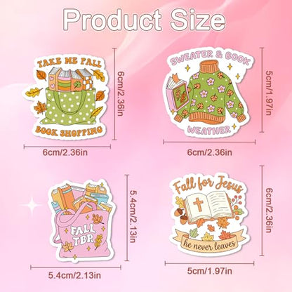 100 Pcs Fall Bookish Stickers for Adult, Vinyl Pumpkin Decals | Reading Autumn Season Design, Waterproof, for Water Bottle Laptop Journal Scrapbook - style: Fall Bookish