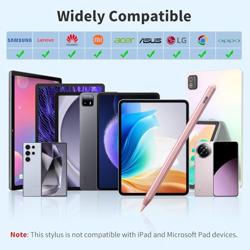 COO Universal Active Stylus Pen for iOS, Android & Samsung Touch Screens | Smart Digital Stylus for Lenovo/Vivo/Mi/HUAWEI Tablets, iPhone/Samsung/Pixel Phones for Drawing, Rose Gold - color: Rose Gold