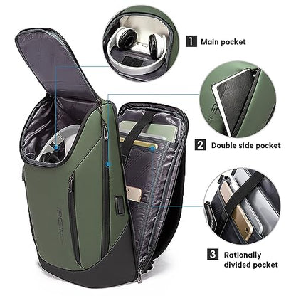 BANGE Business Smart Backpack Waterproof fit 15.6 Inch Laptop Backpack with USB Charging Port,Travel Durable Backpack - color: Green