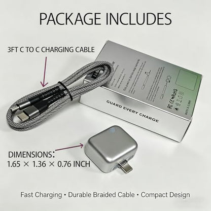 Smart Auto Disconnect Charger with USB-C Cable, 140W Auto Shut Off Phone Charger, PD3.1 Passthrough, Dual-Mode, Full Charge Disconnector for Phones, Laptops and Tablets and More