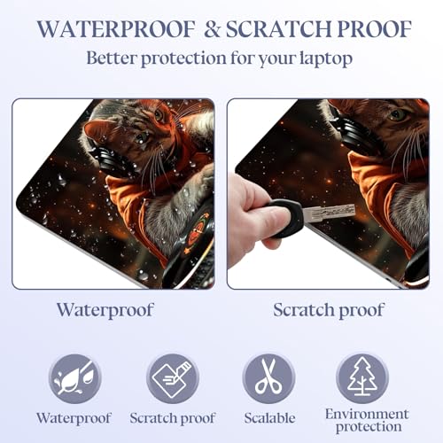 Universal Laptop Skin Sticker Decal,15.6 Inch Laptop Vinyl Cover for 13" 14" 15.6" Laptop,Scratch-Resistant Waterproof Protector Wrap,Reusable with Wrist Pads,DJ Cat Mixer - color: DJ Cat Mixer