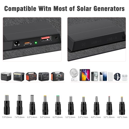 SOKIOVOLA 60W Portable Solar Panels NextGen Foldable Solar Panel Charger Kit 25% Efficiency with DC USB-C USB-A Output ETFE IP68 Waterproof Solar Panel for Travel Outdoor Camping RV Trip - color: 60 Gray