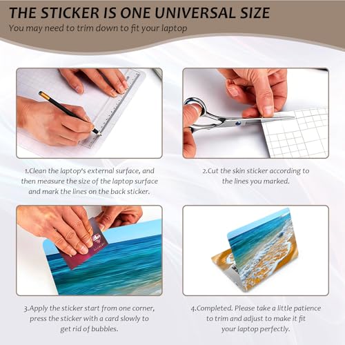Laptop Skin 12.1-15.6 inch Removable Universal Reusable Laptop Sticker Decal,Waterproof No Residue Vinyl Cover,Scratch-Resistant Cuttable Full Wrap Sticker for Notebook, Summer Beach - color: Summer Beach