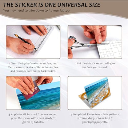 Laptop Skin 12.1-15.6 inch Removable Universal Reusable Laptop Sticker Decal,Waterproof No Residue Vinyl Cover,Scratch-Resistant Cuttable Full Wrap Sticker for Notebook, Summer Beach - color: Summer Beach