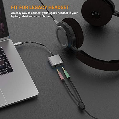 3.5mm TRS Audio Microphone to TRRS Male Adapter, 1/8” Headphone MIC Splitter Compatible with MacBook iPad Switch PS4 PS5 Xbox One/360 Smartphone Tablet Computer Laptop - color: Grey, size: 3.5mm, HP+MIC
