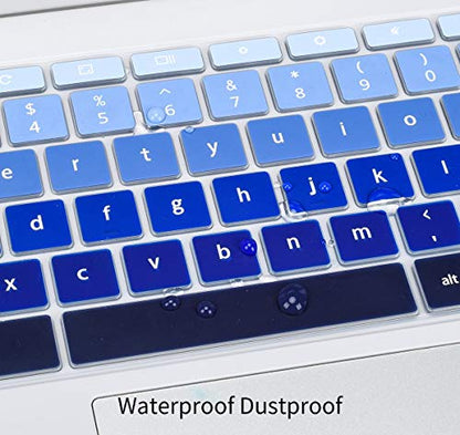 Keyboard Cover for Lenovo Chromebook Flex 5 5i 13" / IdeaPad 3 11.6 / Flex 3 11 / Spin X360 2-in-1 / C330 C340 100e 300e 500e 11.6, Gradual Blue - color: Gradual Blue