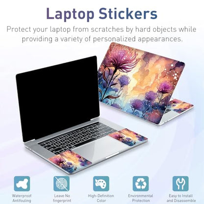 12.1 13 13.3 14 15.4 15.6 Inch Laptop Skin Decal, Laptop Skins Stickers Decals for Notebook PC, Universal Reusable Vinyl Laptop Cover Sticker, Waterproof Art Protector I Blossom Purple Flower - color: Blossom Purple Flower