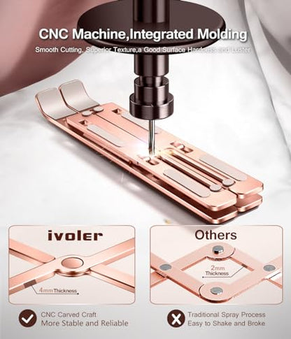 Laptop Stand, iVoler Laptop Holder Riser Computer Tablet Stand, 6 Angles Adjustable Aluminum Ergonomic Foldable Portable Desktop Holder Compatible with MacBook,iPad, HP, Dell10-15.6” Rose Gold - color: D-rose Gold