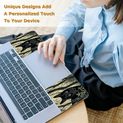 Universal Laptop Skin Sticker with 2 Wrist Pad Decals, 3-Piece Removable Vinyl Laptop Cover, Black Cat Forest Waterproof Anti-Scratch, Easy-Trim Fit for 13.3" 14" 15.6" Laptops - color: Black Cat Forest