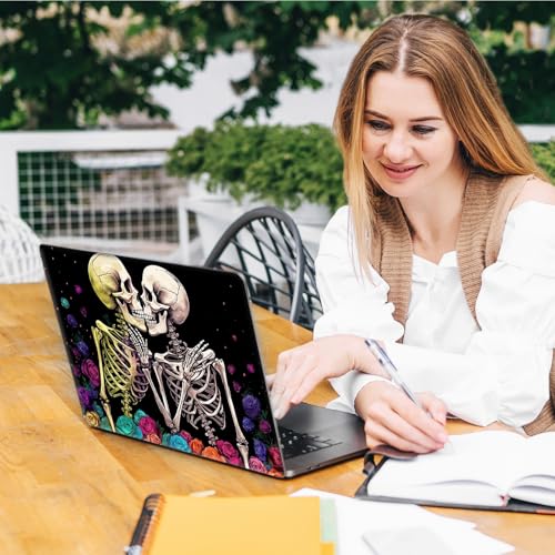 Laptop Skin Sticker Decal, Universal Reusable Vinyl Laptop Cover for 12" 13" 13.3" 14" 15" 15.4" 15.6" Notebook PC, Reusable Waterproof Scratch-Resistant with 2 Wrist Pads,Human Skeleton Skull - color: Human Skeleton Skull