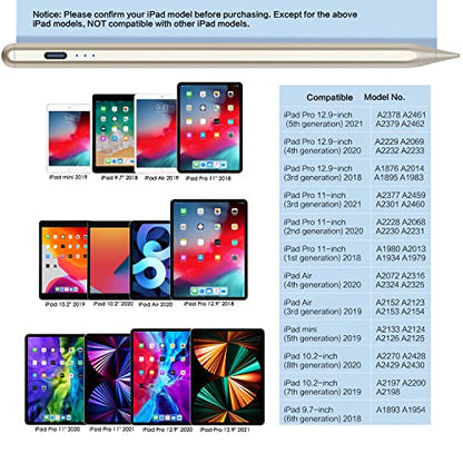Stylus Pen for iPad 6th-11th Generation, 10 Mins Fast Charge Apple Pencil Compatible with 2018-2025 iPads Pencil, Apple Pen for iPad Pro 11"/12.9"/M4, Air 3/4/5/M2/M3, Mini 5/6 Gen-Starlight - color: Starlight