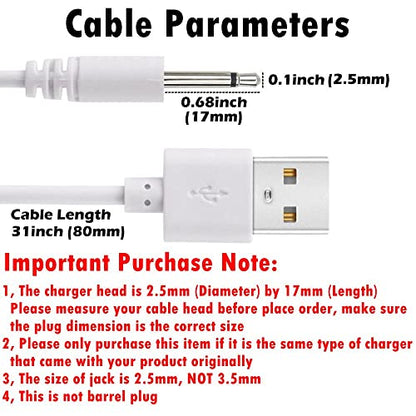 2 Pack 2.7ft Replacement DC Charging Cable, USB to DC 2.5mm Fast Charger Cord Adapter - 2.5mm (This is NOT Barrel Jack)