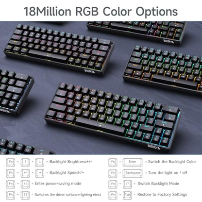 DIERYA DK63 60% Wireless Mechanical Gaming Keyboard | Bluetooth/2.4G/Wired Keyboard | RGB Backlit Compact 63 Keys Mini Office Keyboard | with Red Switch | for Windows Laptop PC Gamer Typist-Black - style: Black/Red Switches