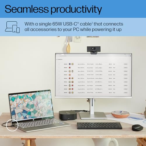 HP USB-C Dock G5-11-in-1 Adapter for Both USB-C and Thunderbolt-Enabled Laptops, PCs, & Notebooks - for Charging, Networking, or Data Transfers - Great for Secure & Remote Management,Black - style: G5