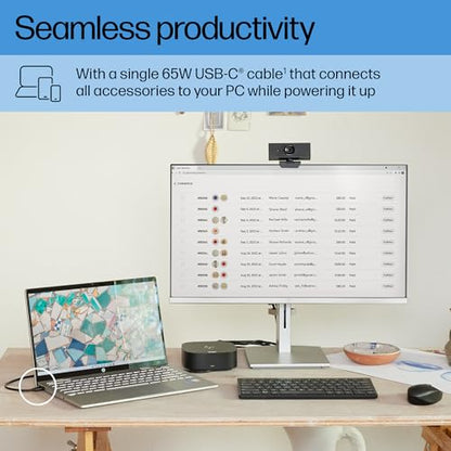 HP USB-C Dock G5-11-in-1 Adapter for Both USB-C and Thunderbolt-Enabled Laptops, PCs, & Notebooks - for Charging, Networking, or Data Transfers - Great for Secure & Remote Management,Black - style: G5