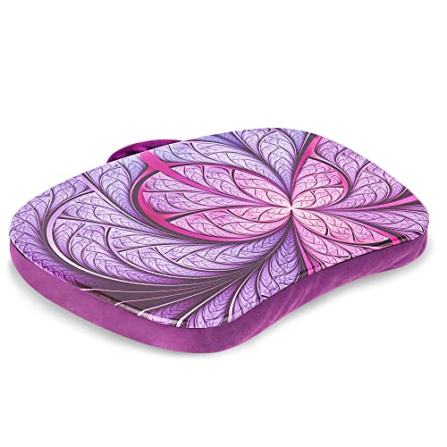 Lap Laptop Desk - Portable Lap Desk with Pillow Cushion, Fits up to 15.6 inch Laptop for Home Office Students Use as Computer Laptop Stand, Book Tablet(1-Purple Flower) - color: 1-purple Flower