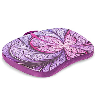 Lap Laptop Desk - Portable Lap Desk with Pillow Cushion, Fits up to 15.6 inch Laptop for Home Office Students Use as Computer Laptop Stand, Book Tablet(1-Purple Flower) - color: 1-purple Flower