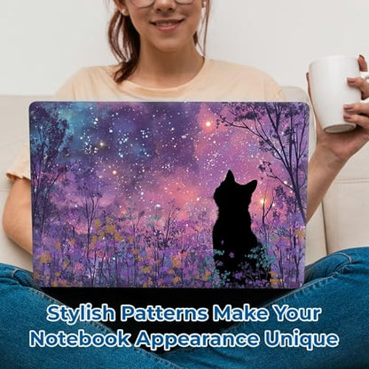 Reusable Universal Laptop Skin Sticker, Cut to Fit for 11.6–15.6 Inch Laptops, Waterproof Protective Film, No-Residue - Floral Galaxy Cat - color: Floral Galaxy Cat