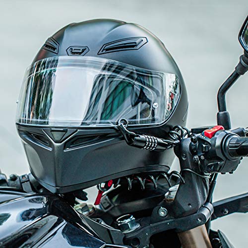 ROCKBROS Helmet Lock, Retractable 4 Digit Cable Lock for Bikes | Retractable cable design; 4 digit combination lock; Secures helmets, bikes, strollers and luggage - style: Straight+Bend