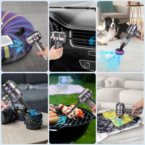 WADEO Handheld Vacuum Cordless, 4-in-1 21000PA Brushless Car Vacuum & 210000RPM Air Duster 6000mAh Battery Air Blower Wireless Handheld Vacuum for Car, Office and Home Cleaning