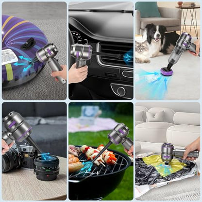 WADEO Handheld Vacuum Cordless, 4-in-1 21000PA Brushless Car Vacuum & 210000RPM Air Duster 6000mAh Battery Air Blower Wireless Handheld Vacuum for Car, Office and Home Cleaning