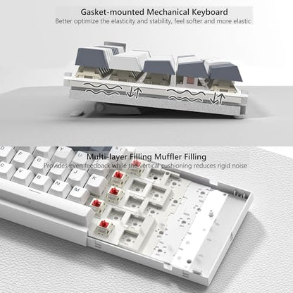 Womier 60% Gaming Keyboard Wired, Creamy Mechanical Keyboard QMK/VIA | Hot Swappable Gasket Mount RGB Key board & Translucent Keycaps POM Linear Switch for Windows/MAC (VK66 PRO White) - color: V-White Grey
