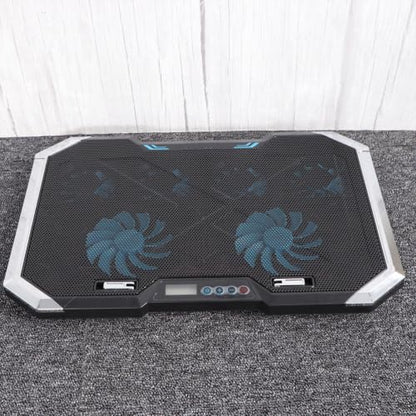 Silent Laptop Cooling Pad and RGB LED Display Adjustable Height Stand with 6 Fans USB Charging Ports for Efficient Cooling and Comfortable Use